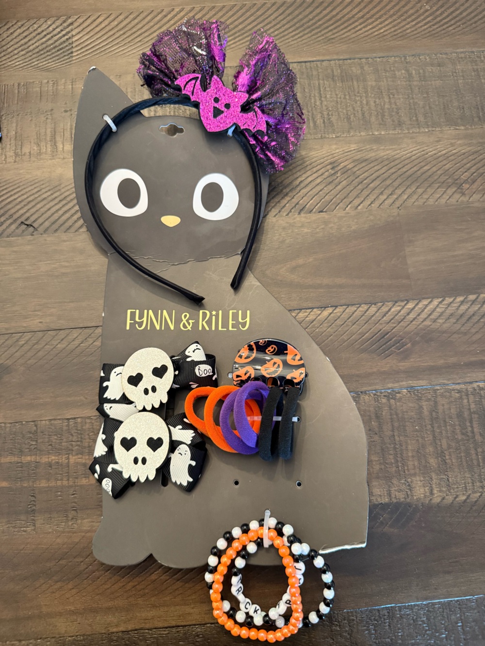 Fynn & Riley Halloween Kids Hair Accessory Set - Purple, Black & Orange